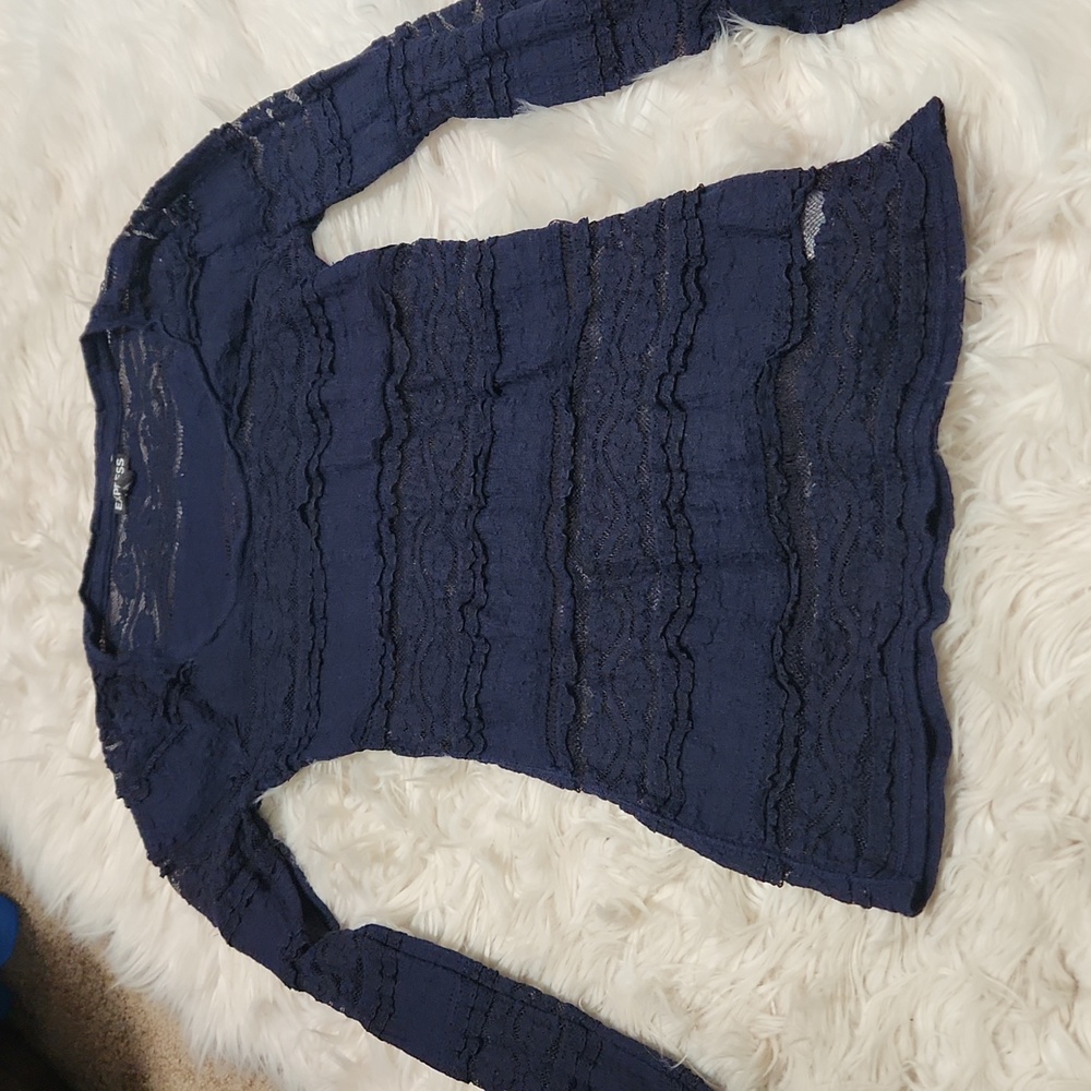 Express ruffled lace long sleeve shirt- XS